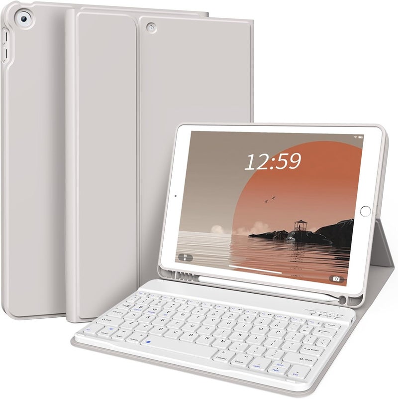 kenke Case with Keyboard for iPad 9th/8th/7th Generation 10.2 inch 2021/2020/2019 Detachable Wireless Bluetooth Keyboard Cover Thin & Light with Left Side Pencil Holder Auto Wake/Sleep（Gray） - Image 1